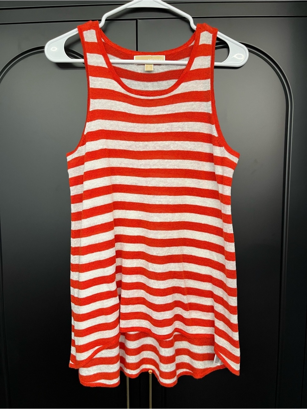Michael Kors Orange and White Striped Tank Top